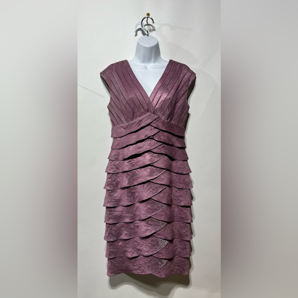 Adrianna Papell Layered Purple Midi Dress Size 8